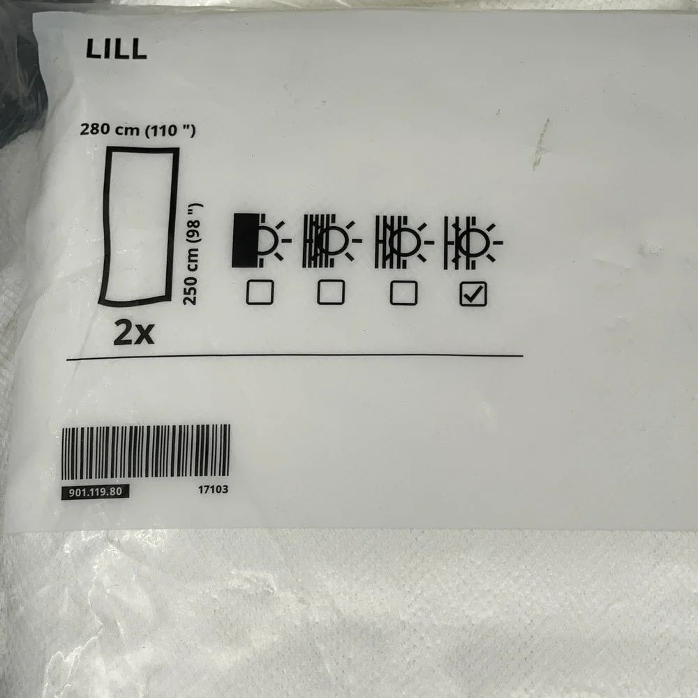Lot of 2 IKEA Lill Net Curtains White 2-Pack 901.119.80 98x110 Sheer Mesh Panels